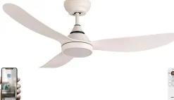 Brasseur d air Blanc 107cm avec Moteur DC 21W + Lumière LED 20W 3 Couleurs + Télécommande + Wifi