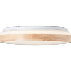 BRODSKY Plafonnier bois clair/blanc LED intégrée 24W métal/bois ampoule incluse