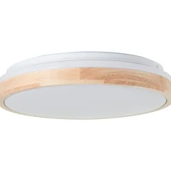 BRODSKY Plafonnier bois clair/blanc LED intégrée 24W métal/bois ampoule incluse