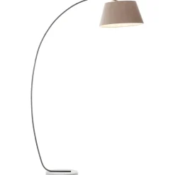 BROK Lampadaire 1L taupe E27 60W - béton/métal/textile - ampoule non incluse