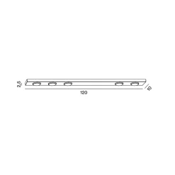 Button - Plafonnier LED 5xGX53 max 15W, Rectangulaire 120x10 cm, Métal peint, IP20 - Perenz - Aluminium