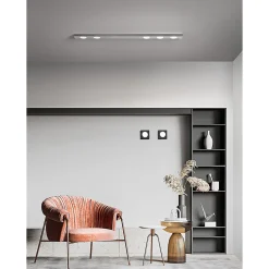 Button - Plafonnier LED 5xGX53 max 15W, Rectangulaire 120x10 cm, Métal Peint, IP20 - Perenz - Noir