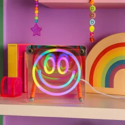 Cadre néon smile multicolore 15x15cm