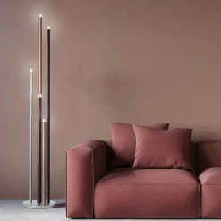 CEMBALO Lampadaire aluminium/noir/marron/café LED intégrée 22W - 2200lm / 3000K / dimmable - métal/acrylique - ampoule incluse