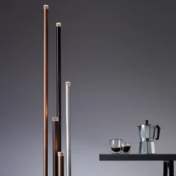 CEMBALO Lampadaire aluminium/noir/marron/café LED intégrée 22W - 2200lm / 3000K / dimmable - métal/acrylique - ampoule incluse