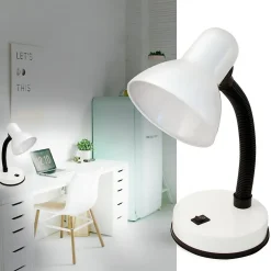 CHARLESTON: Lampe de bureau avec culot E27, blanc