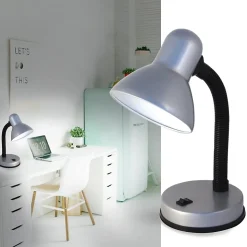 CHARLESTON: Lampe de bureau avec culot E27, silver