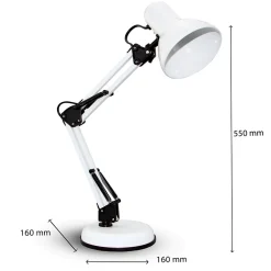 CHARLESTON XL : Lampe de bureau "Architecte", blanc, douille E27