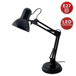 CHARLESTON XL: Lampe de bureau avec culot E27, noir