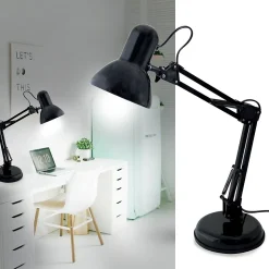 CHARLESTON XL: Lampe de bureau avec culot E27, noir