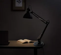 CHARLESTON XL: Lampe de bureau avec culot E27, noir