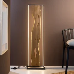 CHAUMONT Lampadaire LED noir/bois LED intégrée 20W - 2300lm / 3000K - aluminium/métal/bois - ampoule incluse