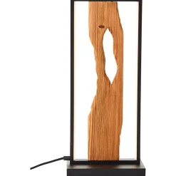 CHAUMONT Lampe à poser noir/bois aluminium/métal/bois -LED intégrée 10W - ampoule incluse