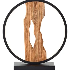 CHAUMONT Lampe à poser noir/bois aluminium/métal/bois -LED intégrée 7,5W - ampoule incluse