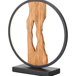 CHAUMONT Lampe à poser noir/bois aluminium/métal/bois -LED intégrée 7,5W - ampoule incluse