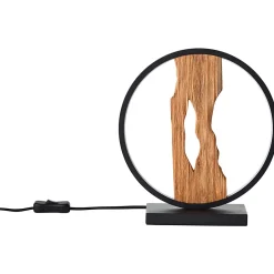 CHAUMONT Lampe à poser noir/bois aluminium/métal/bois -LED intégrée 7,5W - ampoule incluse