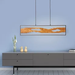 CHAUMONT Suspension noir/bois, aluminium/métal/bois LED intégrée 20W ampoule incluse