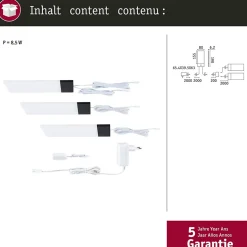 Éclairage sous-meubles LED Bredo Détecteur de proximité Kit de 3 3x2,5W 80x190mm 3x180lm 230/12V Noir