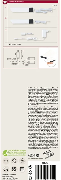 Éclairage sous-meubles LED Bredo Détecteur de proximité Kit de 3 3x2,5W 80x190mm 3x180lm 230/12V Noir