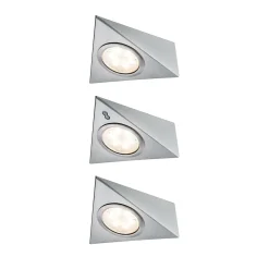 Éclairage sous-meubles LED 3x2,8W 140x110mm 3x170lm 230/12V carré Acier brossé