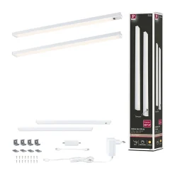 Éclairage sous-meubles LED Inline Kit de démarrage 3000K gradable 2x4W 350x26mm 2x350lm 230/24V Blanc dépoli