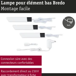 Éclairage sous-meubles LED Bredo Détecteur de proximité Kit de 3 3x2,5W 80x190mm 3x180lm 230/12V Noir