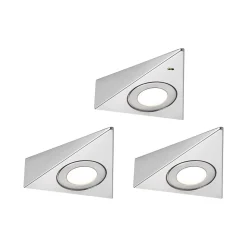 Éclairage sous-meubles LED Trias Détecteur de proximité Kit de 3 3x2,7W 135x132mm 3x185lm 230/12V Acier brossé