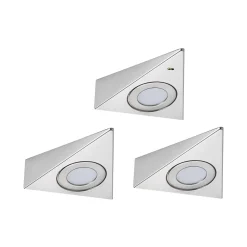 Éclairage sous-meubles LED Trias Détecteur de proximité Kit de 3 3x2,7W 135x132mm 3x185lm 230/12V Acier brossé