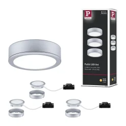 Éclairage sous-meubles LED Pukk 3x3,5W 65mm 3x210lm 230V rond Chrome mat