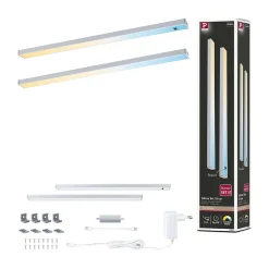 Éclairage sous-meubles LED Inline Kit de démarrage Tunable White 2x4W 350x26mm 2x350lm 230/24V Chrome mat