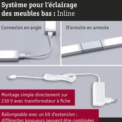 Éclairage sous-meubles LED Inline Kit de démarrage Tunable White 2x6W 550x26mm 2x500lm 230/24V Blanc dépoli