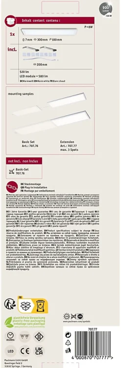 Éclairage sous-meubles LED Ace carré 300x100mm 520lm 2700K Blanc Satiné gradable