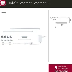 Éclairage sous-meubles LED Inline Kit de démarrage 3000K gradable 2x4W 350x26mm 2x350lm 230/24V Chrome mat