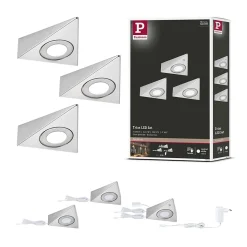 Éclairage sous-meubles LED Trias Détecteur de proximité Kit de 3 3x2,7W 135x132mm 3x185lm 230/12V Acier brossé