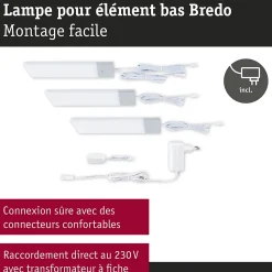 Éclairage sous-meubles LED Bredo Détecteur de proximité Kit de 3 3x2,5W 80x190mm 3x180lm 230/12V Argent