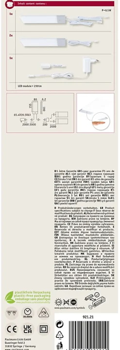 Éclairage sous-meubles LED Bredo Détecteur de proximité Kit de 3 3x2,5W 80x190mm 3x180lm 230/12V Argent