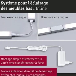 Éclairage sous-meubles LED Inline Kit d'extension 3000K gradable 2x6W 550x26mm 2x500lm 24V Blanc dépoli