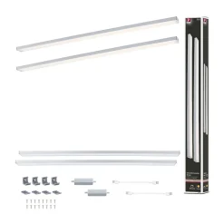 Éclairage sous-meubles LED Inline Kit d'extension 3000K gradable 2x6W 550x26mm 2x500lm 24V Chrome mat