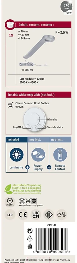 Clever Connect Spot LED Mike Tunable White 2W Chrome mat