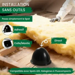 Cloche de Protection Spot x10. Jusqu'à Diametre Spot 190mm. Protection Isolation Laine de Verre et Laine Soufflée . Bbc rt2012