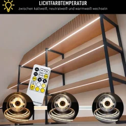 COB-LED-Stripe longueur 3 m, fonction CCT, en plastique clair/transparent, avec LEDs intégrées