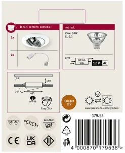 Collerette pour ampoule halogène GU5.3 Paulmann A-128793 50 W blanc, pivotable