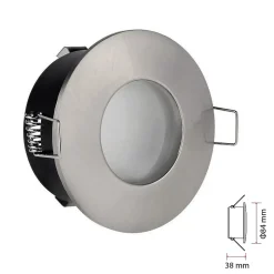 Collerette support d'encastrement GU10 / MR16 Etanche IP65 INOX, pour Salle de Bain, douille incl