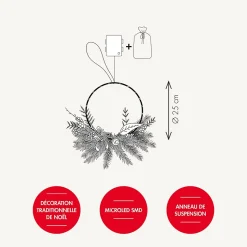 Couronne lumineuse baies rouges - Chromex