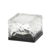 Cube solaire effet glace en verre trempé- 7x7cm, Hauteur 5cm- 1 LED blanche- 3 Lumens- Eclairage extérieur Jardin