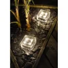 Cube solaire effet glace en verre trempé- 10x10cm, Hauteur 5cm- 4 LED blanche- 6 Lumens- Eclairage extérieur Jardin