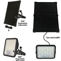 CUBE XL: Projecteur LED solaire de 9600 lumens. Avec PIR et panneau déporté