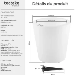 Cylindre lumineux LED Utilisé comme seau à champagne avec éclairage LED de 12 W 16 couleurs RGB et 5 modes d'éclairage