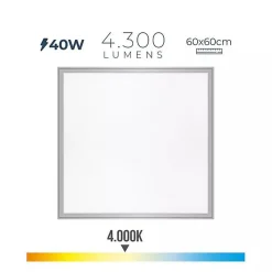 Dalle LED 40W Carré Chrome Mat