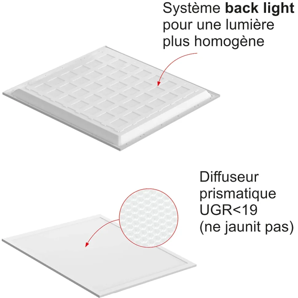 Dalle LED 36W 60x60 UGR19 3780lm 4000K - garantie 5 ans